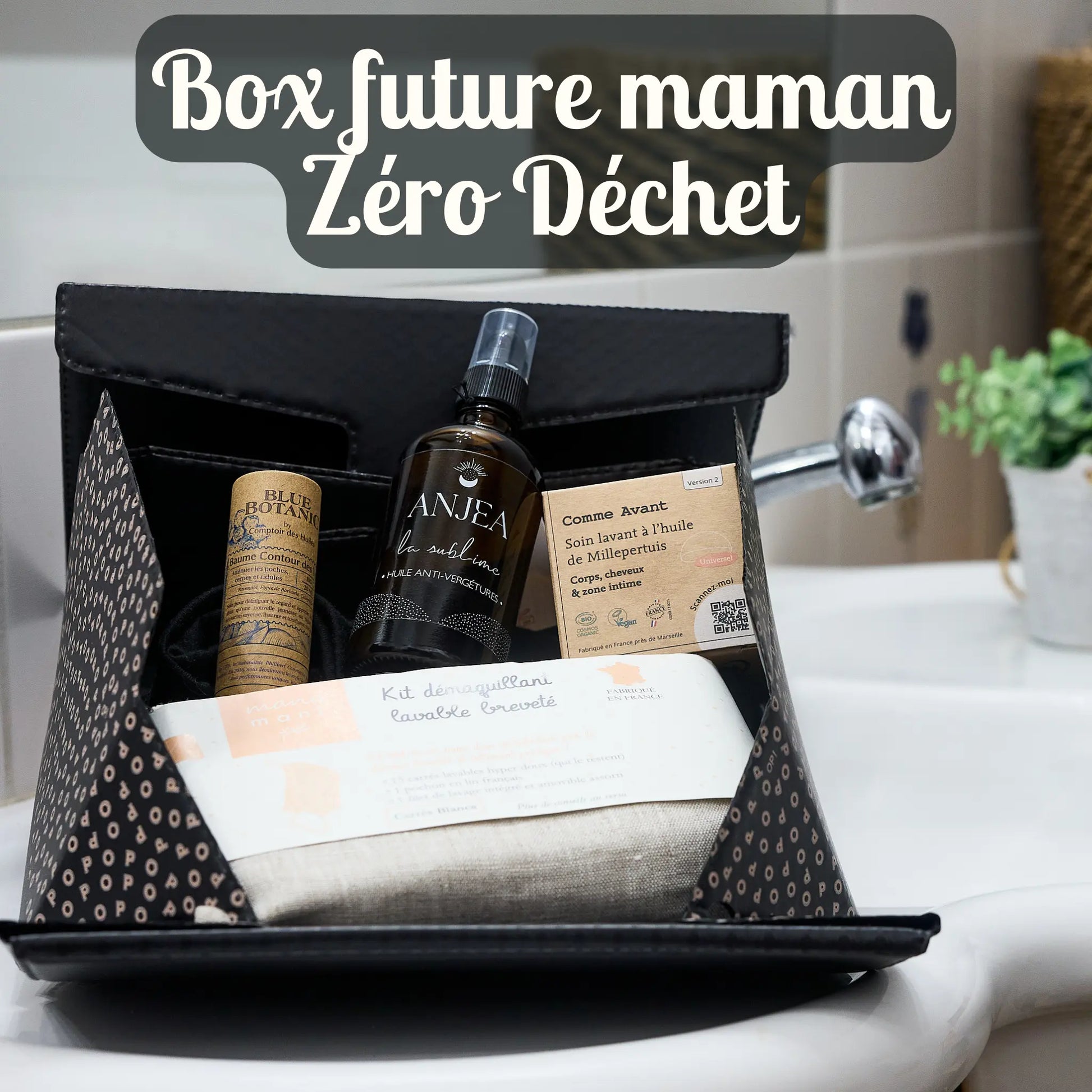 Box zéro déchet avec produits écologiques pour femme enceinte