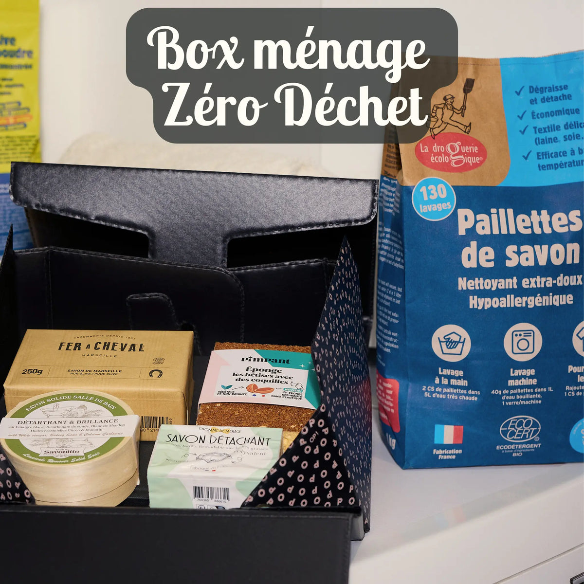 Box zéro déchet avec produits ménagers écologiques