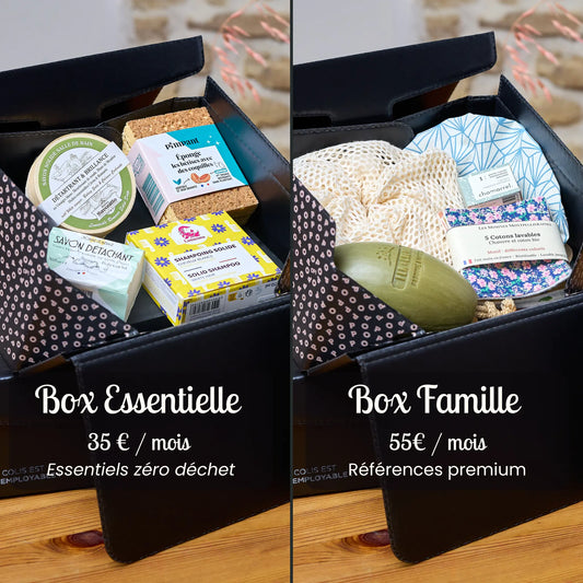 Box mensuelle zéro déchet personnalisée avec produits écologiques pour la cuisine, la salle de bain et la buanderie